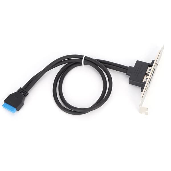 Dual USB 3.0 19 Pin til 2 Port Female Extension Bagpanelbeslag Sort