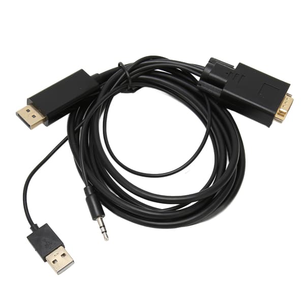 VGA till DP-kabel med strömljud för stationär dator, bärbar dator, bildskärm