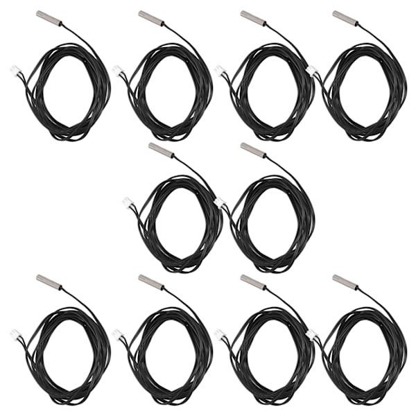 10 stk. NTC termistor temperatursensor probe 5x25mm sylindrisk hode 2M kabel 5K B3950