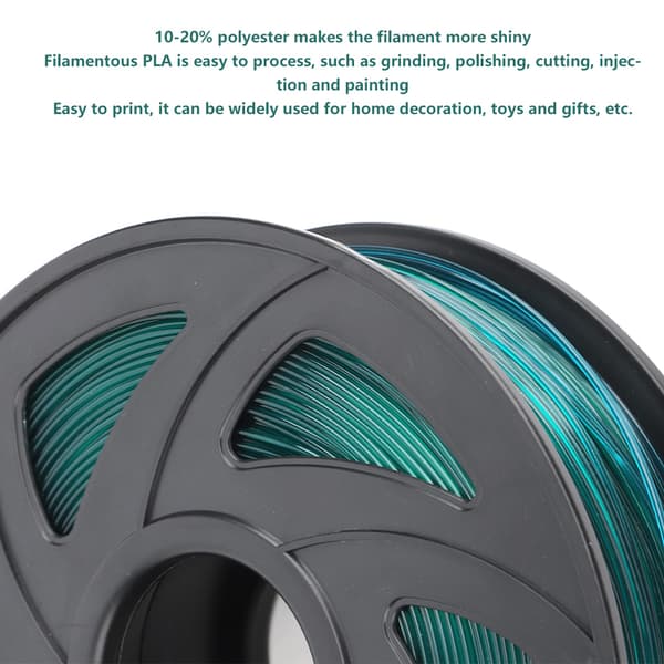 PLA 3D-printerfilament, transparent grønn, 1,75 mm, 1 kg, utskriftsmateriale