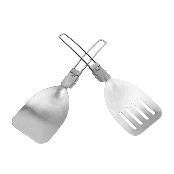 2st 304 Rostfritt Stål Vikbar Stekspade Portabel Matvändare Utomhus Picknickutrustning