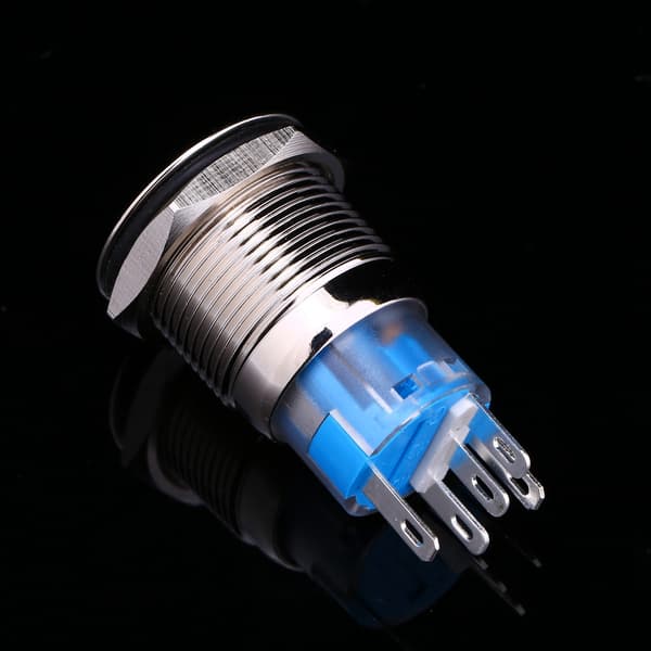 12V Auto Power Angel Eye Metall Trykknapp Blått LED Lys Vippebryter 19mm AP