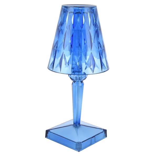 LED Krystall Bordlampe Dimbar USB-lading Transparent Prisme Skrivebordslampe Blå
