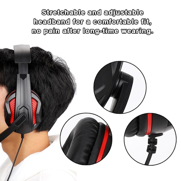 3,5 mm kablet gaming-headset med mikrofon til PS4 sort rød