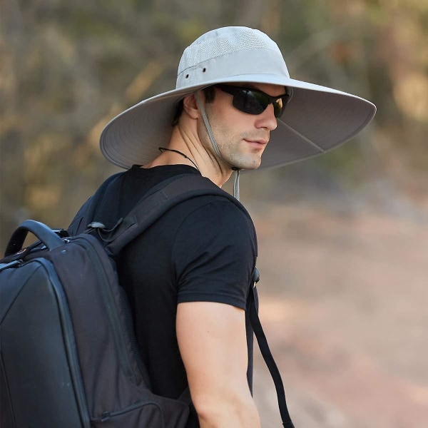 Super Wide Rim Bucket Hat Upf50+ Vattentät Solhatt För Fiske Vandring Camping C01 Light Grey