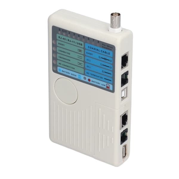 Nettverkskabeltester 4 i 1 Multifunksjonell Koaksial Kabeltester for RJ45 BNC RJ11 USB