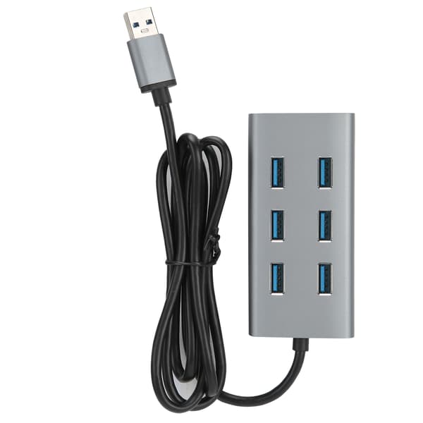 USB 3.0 Hub 7 Portar 5Gbps Aluminiumlegering Portabel Adapter för PC Laptop