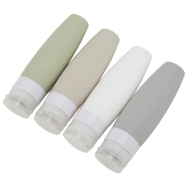 4 st 90 ml Silikon Reseflaskor Stor Öppning Läcksäkra Klämbara Behållare Set 4 Färger