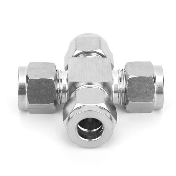 Rostfritt Stål 4-vägs Rörkoppling Vattenrörsmutter Adapter 10mm