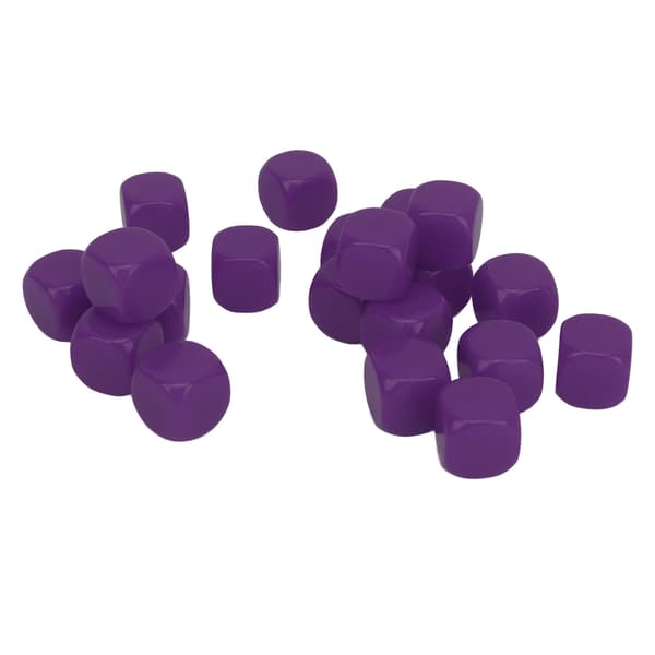 20 Stykker Lilla 16mm Runde Hjørner Blank Plast Terning for Brettspill