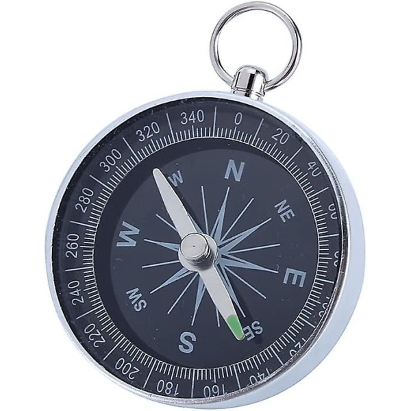 Kompass med vit urtavla, 45 mm bärbar fickkompass i aluminium Överlevnadskompass med hög precision för utomhuscamping, sportnavigering