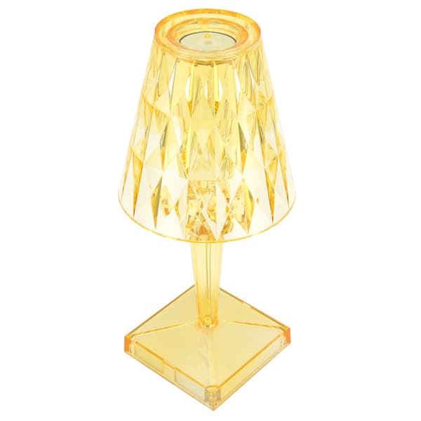LED Krystall Bordlampe Dimbar USB-Lading Skrivebordslampe Transparent Prisme Innendørs Belysning Gul