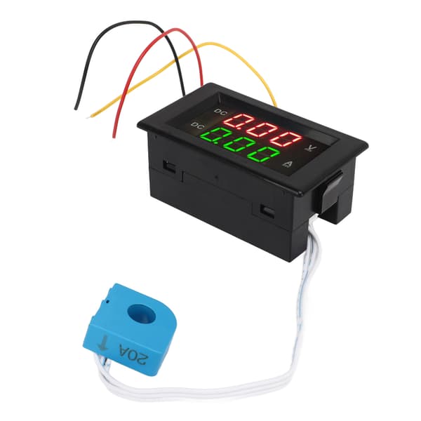 Dobbelt digitalt display 2 i 1 spændingsstrømmåler 300V 20A LED Volt Amp Tester til køretøjer