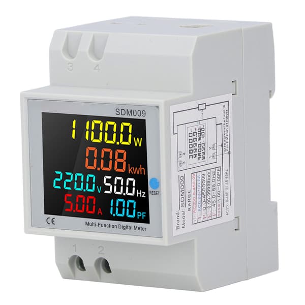 LCD-display multimeter skenmonterad enfas multifunktionell digital mätare med transformator AC 250V till 450V