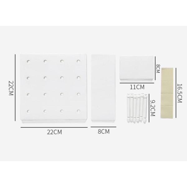 3kpl Pegboard-seinähylly, muovinen organizer, kotiin, keittiöön, kylpyhuoneeseen, toimistoon, (beige)