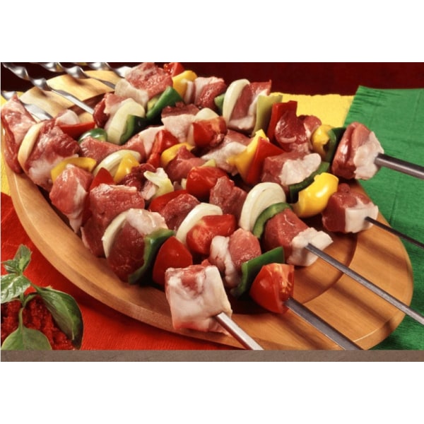 Husholdnings grillpinde i rustfrit stål fortykkede flade pinde 41cm 10 pinde