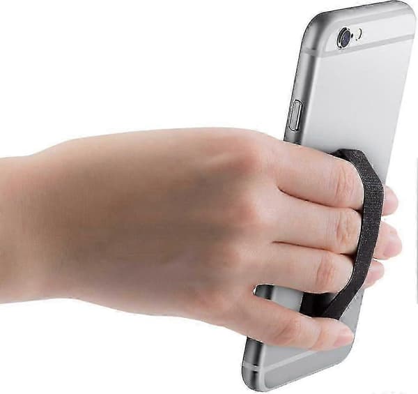Fingerholdere til smartphones - Sæt med 3 selvklæbende elastiske fingerholderstropper til telefoner - Sort/sølv/rosaguld