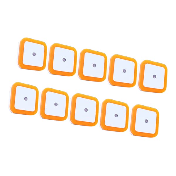 10 stk. LED-natlys med høj lysstyrke og bevægelsessensor til soveværelset, orange