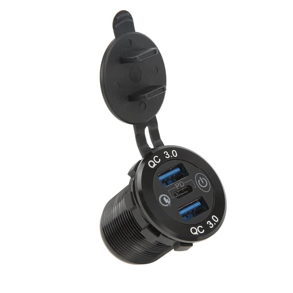 USB Oplader Stik 3 Porte QC3.0 Multipel Beskyttelse Vandtæt Dæksel til Biler Lastbiler RV'er