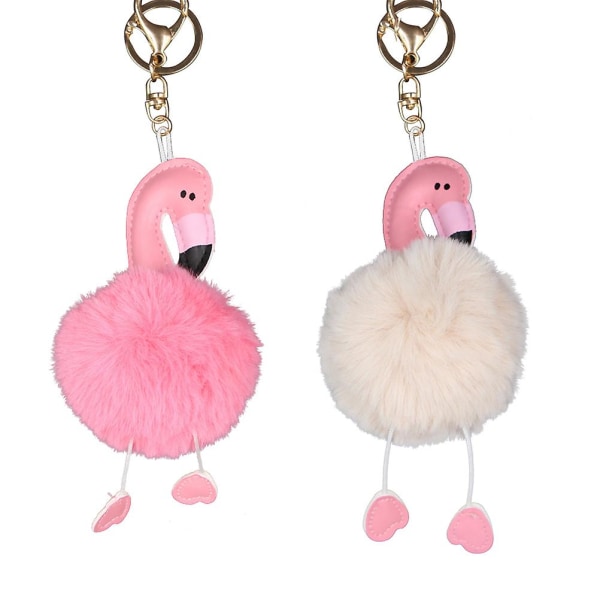 Pörröinen avaimenperä Pom Pom Flamingo Pehmo Eläinten riipus avaimenperä matkapuhelimen käsilaukun koristeluun ripustukseen