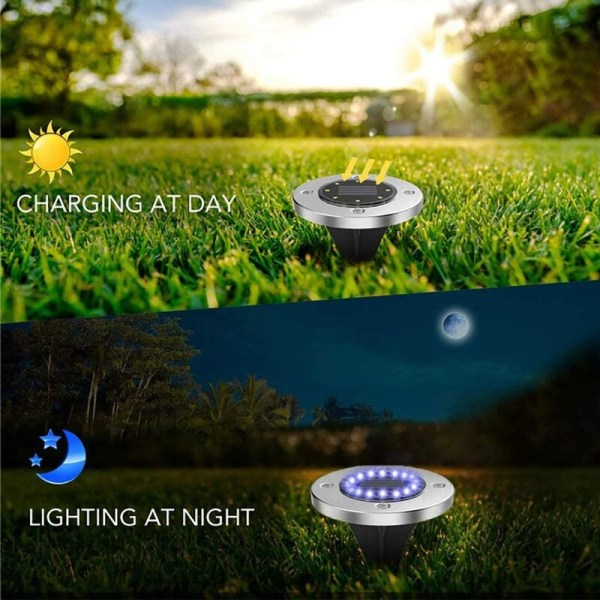 Udendørs Solar Light 8 LED 4 Stk Have Floodlight Solar Light Vandtæt IP65 Plæne Lys Dekoration til Have Patio Yar