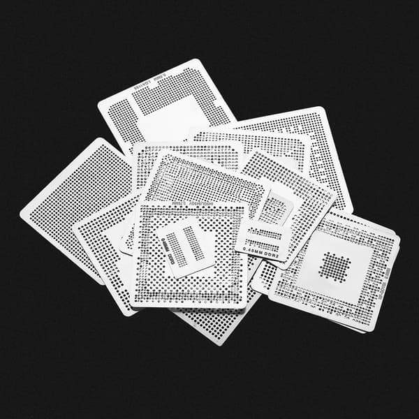 BGA Universal Reballing Rework Stencil Sæt - 130 stk. stålskabeloner til direkte varmesæt