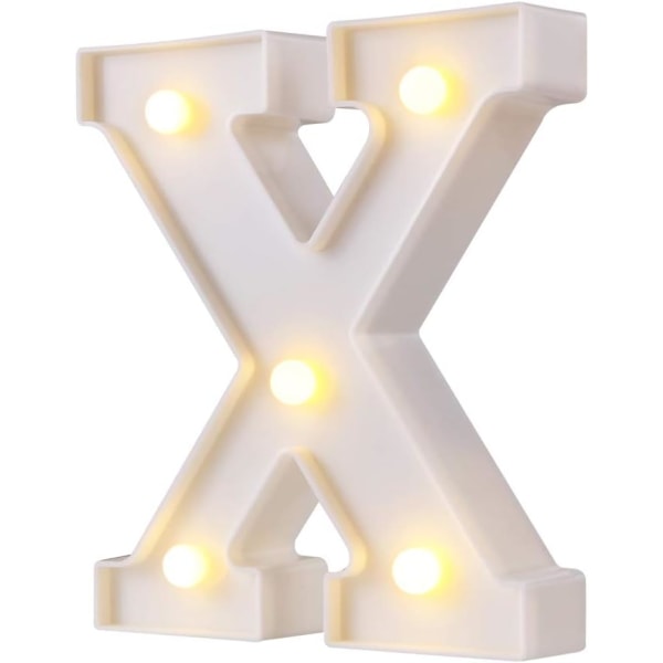 LED Marquis bokstavsbelysning, 26 bokstäver lysande bokstavslogotyp perfekt för nattljus bröllopsfödelsedagsfest hembar dekorationslampor (vit, X) Letter X