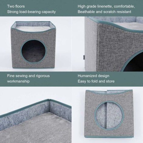 Kattehuse og kupler Sammenfoldelig bærbart halvlukket kæledyrstelt Åndbar komfortkurv til lille hund hele sæsonen, grå 4