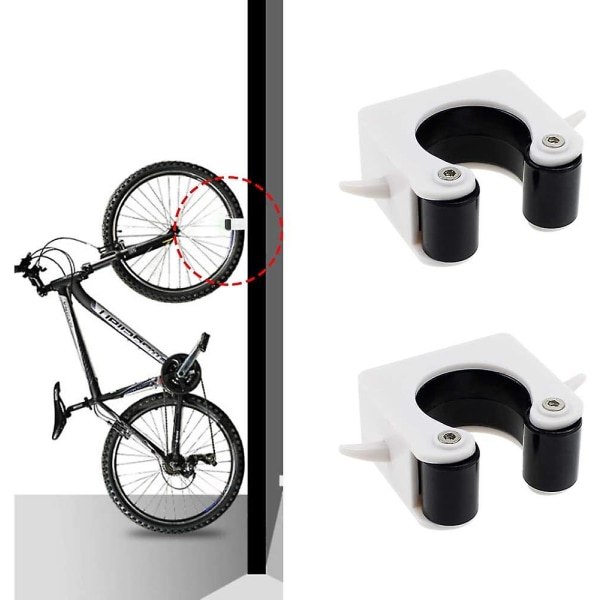 2-pak cykelvægmonteringsstativ med hængende kroge til parkering - sort - indendørs og udendørs - nem at installere (velegnet til 18-23 mm diameter cykeldæk)