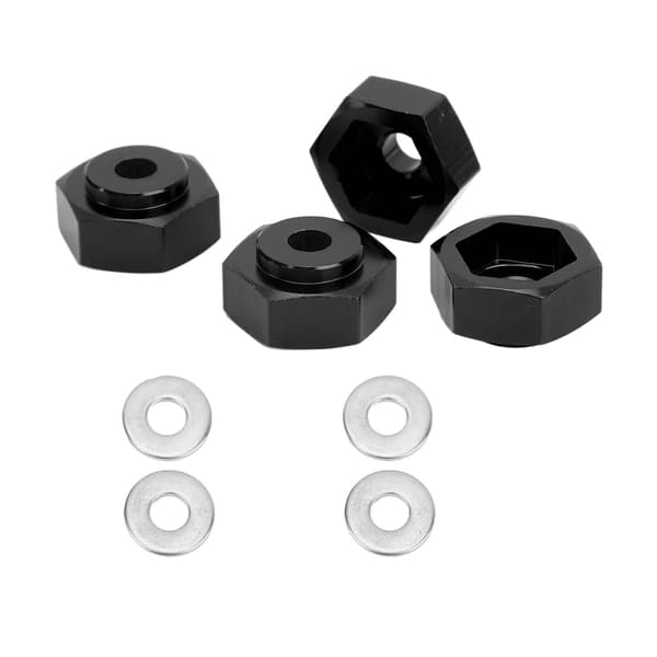 4 stk. RC Hex Kobling Professionel Hjuladapter i Aluminiumlegering til 1 10 RC Biler Sort