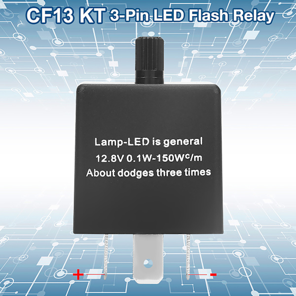 CF13 KT 3-pins justerbart LED-blinkrelé for blinklys Hyper Flash Fix