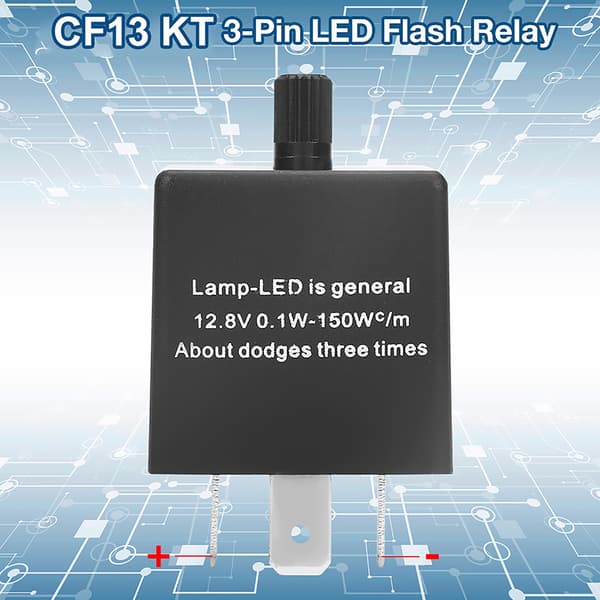 CF13 KT 3-stifts justerbart LED-blinkrelä för blinkersljus Hyper Flash Fix