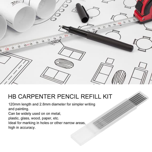 Snickarpenna Set för Träbearbetning - 2.8mm HB Svart Grafitstift