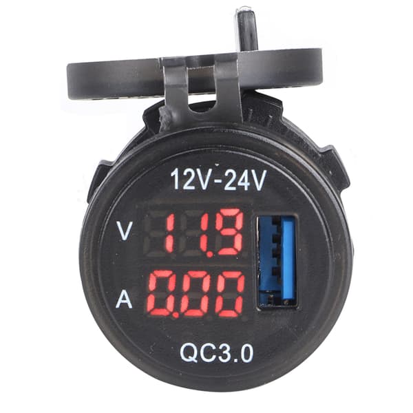 3 i 1 Bil USB Oplader 3.0 med Digital Voltmeter Amperemeter Hurtig Telefonopladning