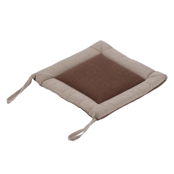 Linned Sædehynde Kaffe Farve Anti Deformation Multi Layer Bomuld Linned Stol Hynde med Fikserbare Stropper