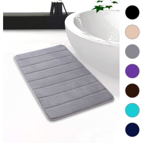 Badmatta badmatta absorberande halkfri tvättbar badmatta - 80 x 120 cm (grå),