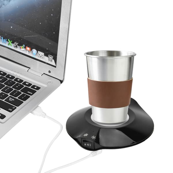 USB-strømforsynet dobbeltformål coaster og isoleret kaffekopmåtte (sort)
