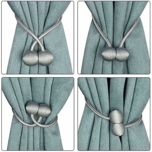 Silver Gray 2pcs Home Curtain Earpiece Shaped Magnet Buckle Curtain Lace with Magnetic Buckle Curtain Clip Decorative Ro