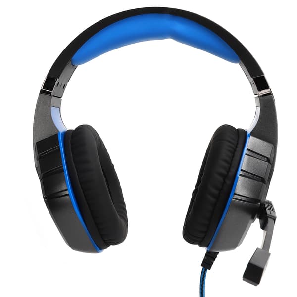 Kablet Gaming-hovedtelefon med LED-lys Mikrofon Computer Spil Headset Plug and Play (Blå Sort)