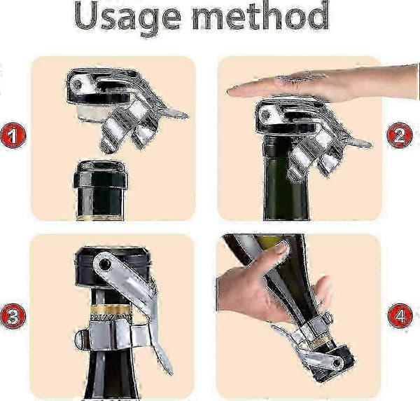Champagneproppset i rostfritt stål, 2-pack för mousserande vin, lämplig för Cava och Prosecco