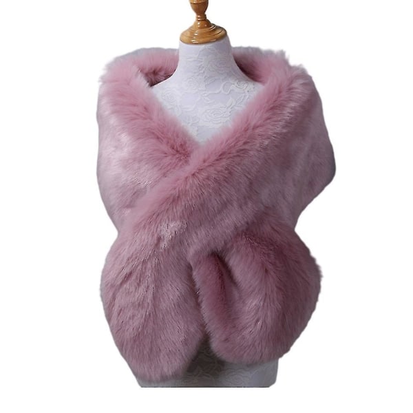 Kvinder Damer imiteret pels sjal stjal Wrap formelt skuldertræk vinter varme tørklæder Leather Pink