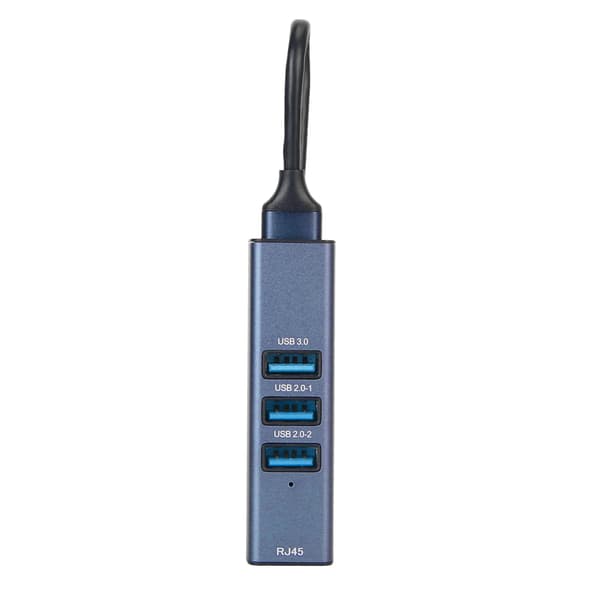 USB 3.0 til Ethernet-adapter 4 porter 100 Mbps 5 Gbps aluminiumslegeringshub for bærbar PC, stasjonær PC, nettbrett
