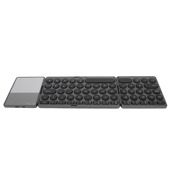 Rund Tangent Bluetooth Vikbart Tangentbord med Pekplatta Universal 140mAh Trådlöst 64 Tangenter Vikbart Svart