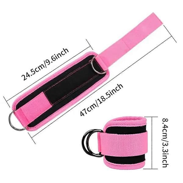Ankelremmar för kabelmaskiner Säker dubbel D-ringdesign Hemmakabelmaskinträning Pink