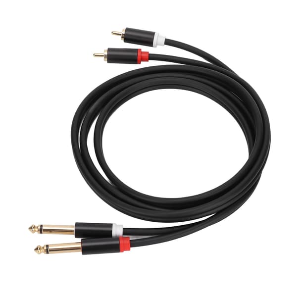 1 4in Dobbelt RCA til Dobbelt TS Kabel 1,5 m 6,35 mm Stereo Interconnect Ledning