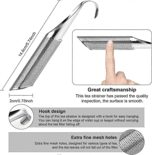 2 stk. tesil, teinfuser for løs te, te-diffuser i rustfritt stål, ekstra finmasket tebrygger