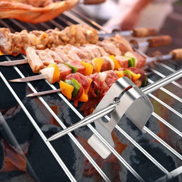 3 stk Grillprobe-klips i rustfritt stål BBQ med 3 hull, grilltilbehør