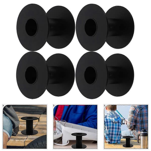 4 stk kabelspoler Tomme trådspoler Utskiftbare kabelspoler Utskiftbar trådspole Plastspoler Plastspole Kabeloppbevaring Kabelspole P Black 7.10X7.10X6.00CM