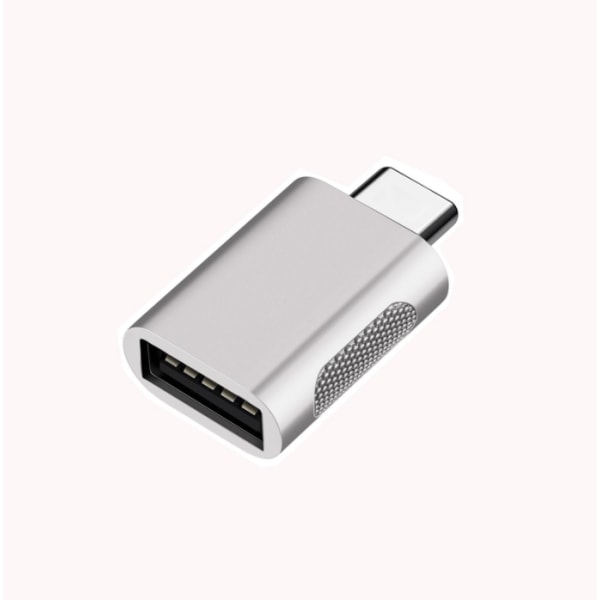 Typ-C till USB3.0 honadapter, USB2.0 till USB-C mobiltelefonadapter, adapter ((zinklegering) C hane till USB3.0 hona (silver)),