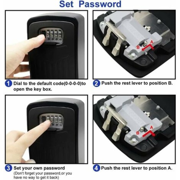 Turvallinen avainlaatikko, Superior Large -avainlaatikko, avainlokero 4-numeroisella numerokoodilla, seinään kiinnitettävä suojattu avainkotelo sisäkäyttöön